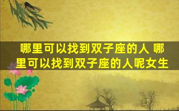 哪里可以找到双子座的人 哪里可以找到双子座的人呢女生